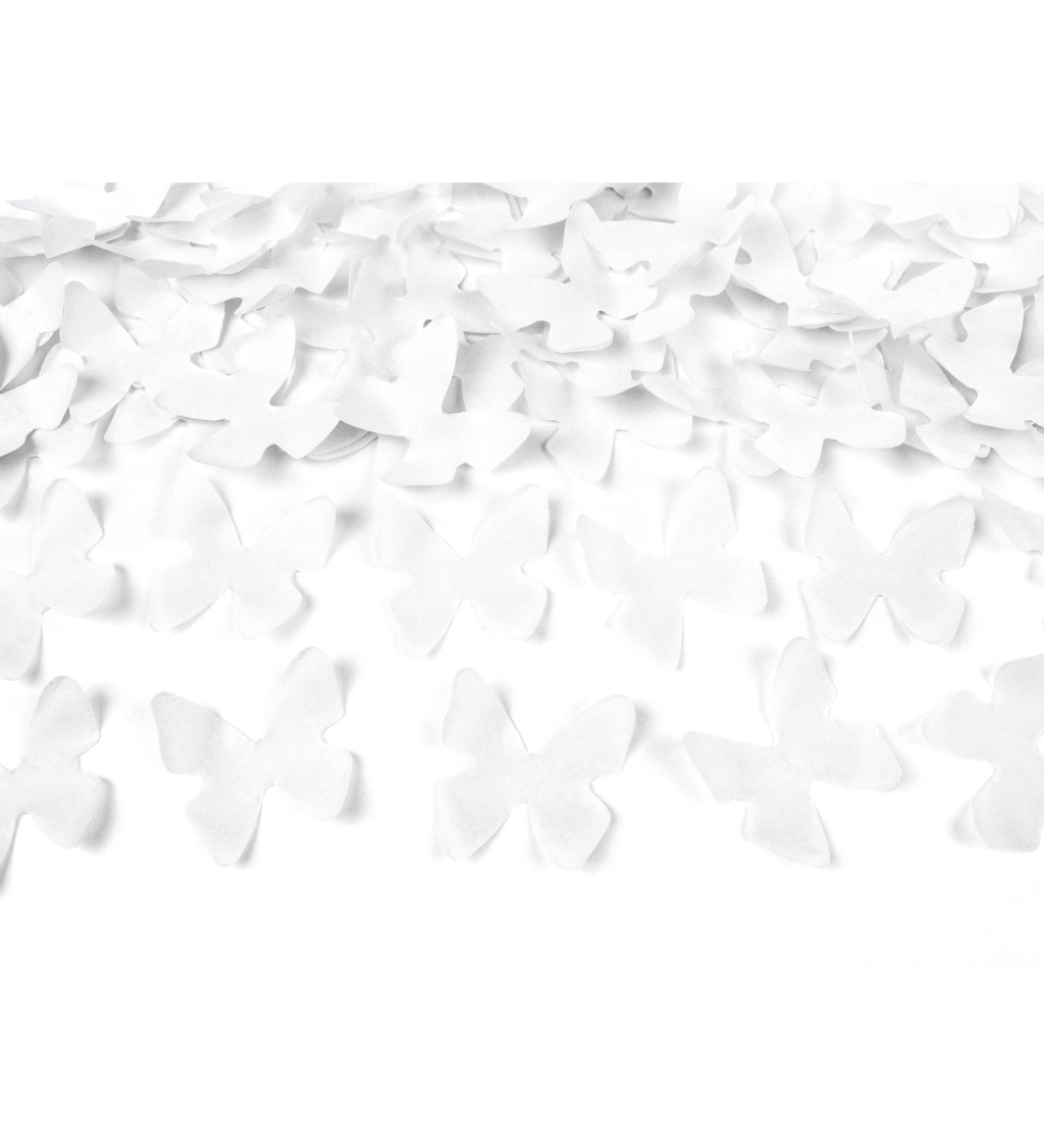 Vystřelovací párty konfety v podobě bílých motýlků 