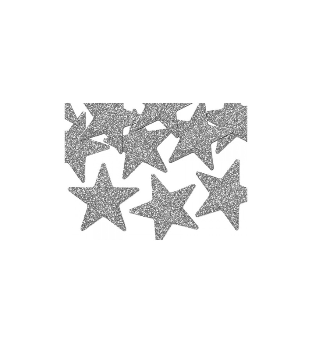 Dekorace - Konfety hvězdičky stříbrné