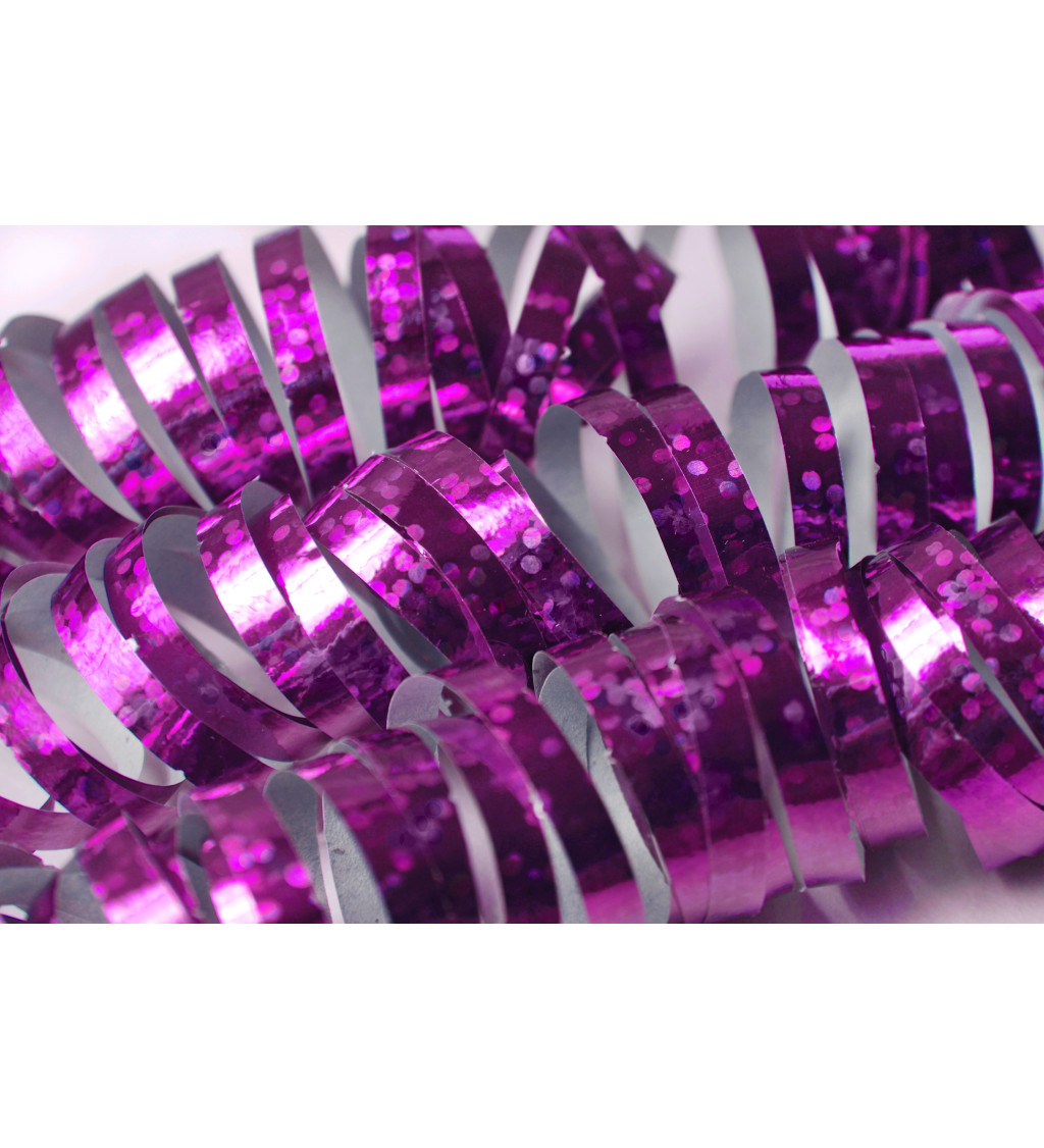 Holografické fialovo-růžové serpentýny