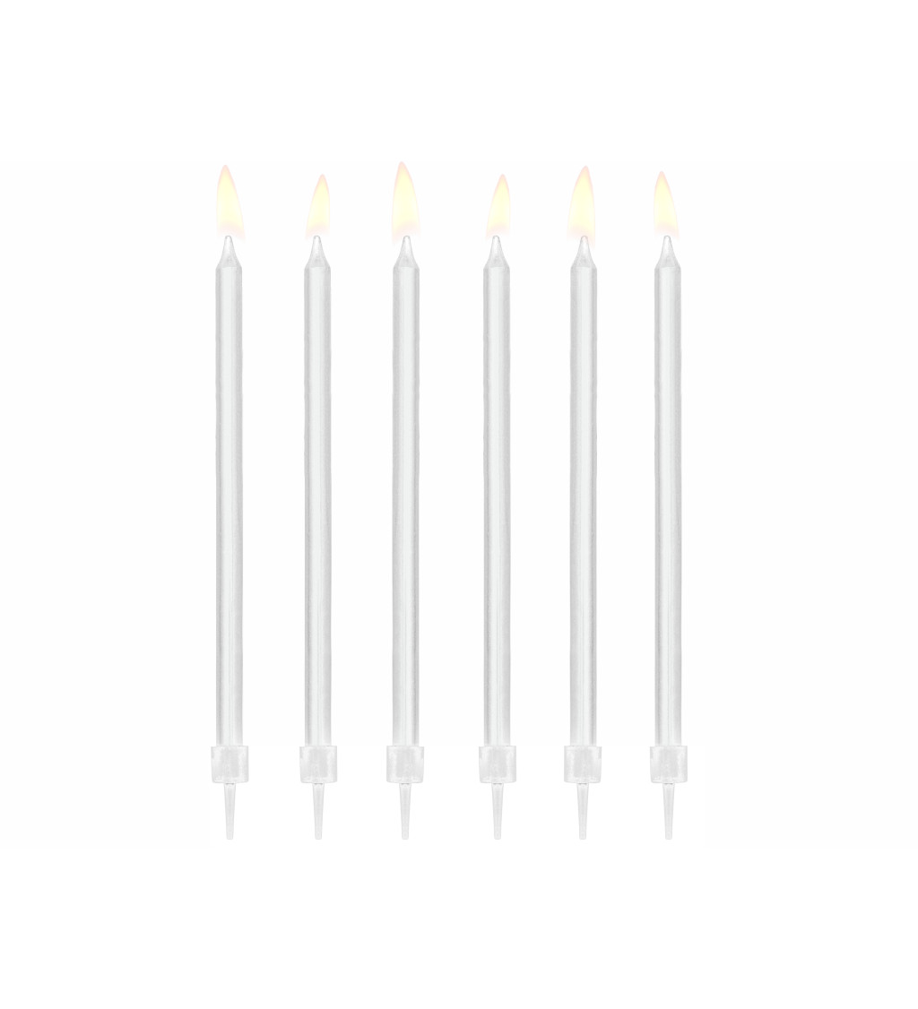 Dortové svíčky - bílé, dlouhé