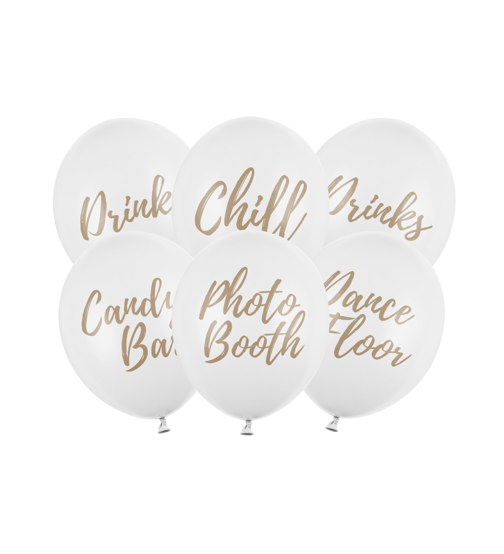 Mix bílých balonků - různé nápisy
