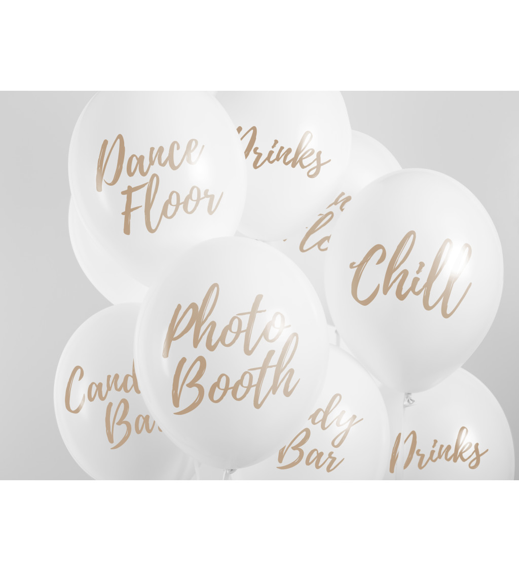 Mix bílých balonků - různé nápisy
