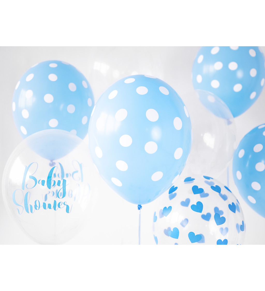 Balónek latexový - modrý s puntíky