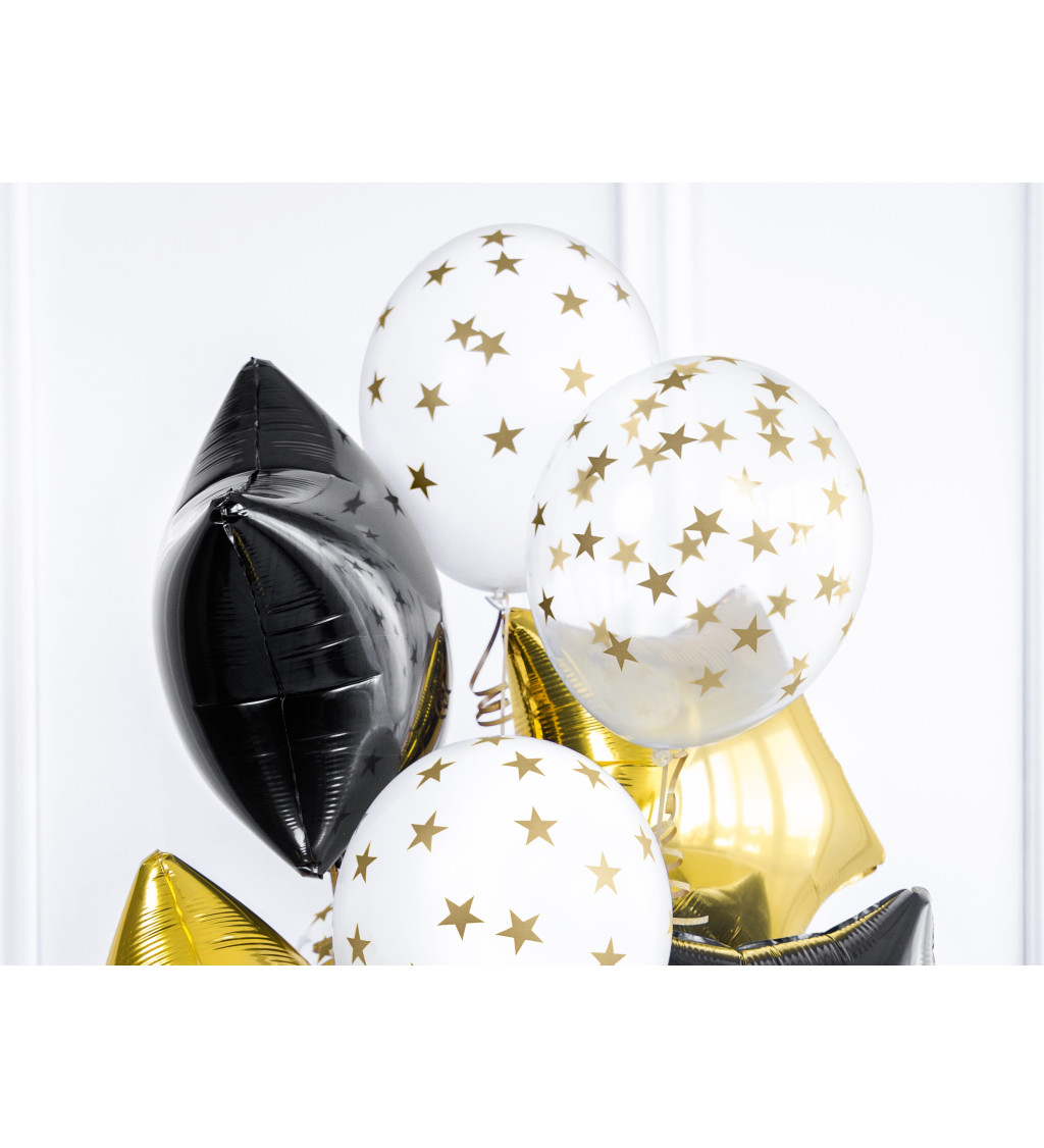Latexový balónek - zlaté hvězdičky