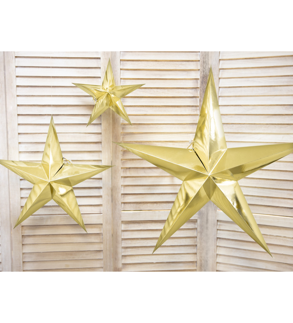 Zlatá papírová hvězda - 70 cm