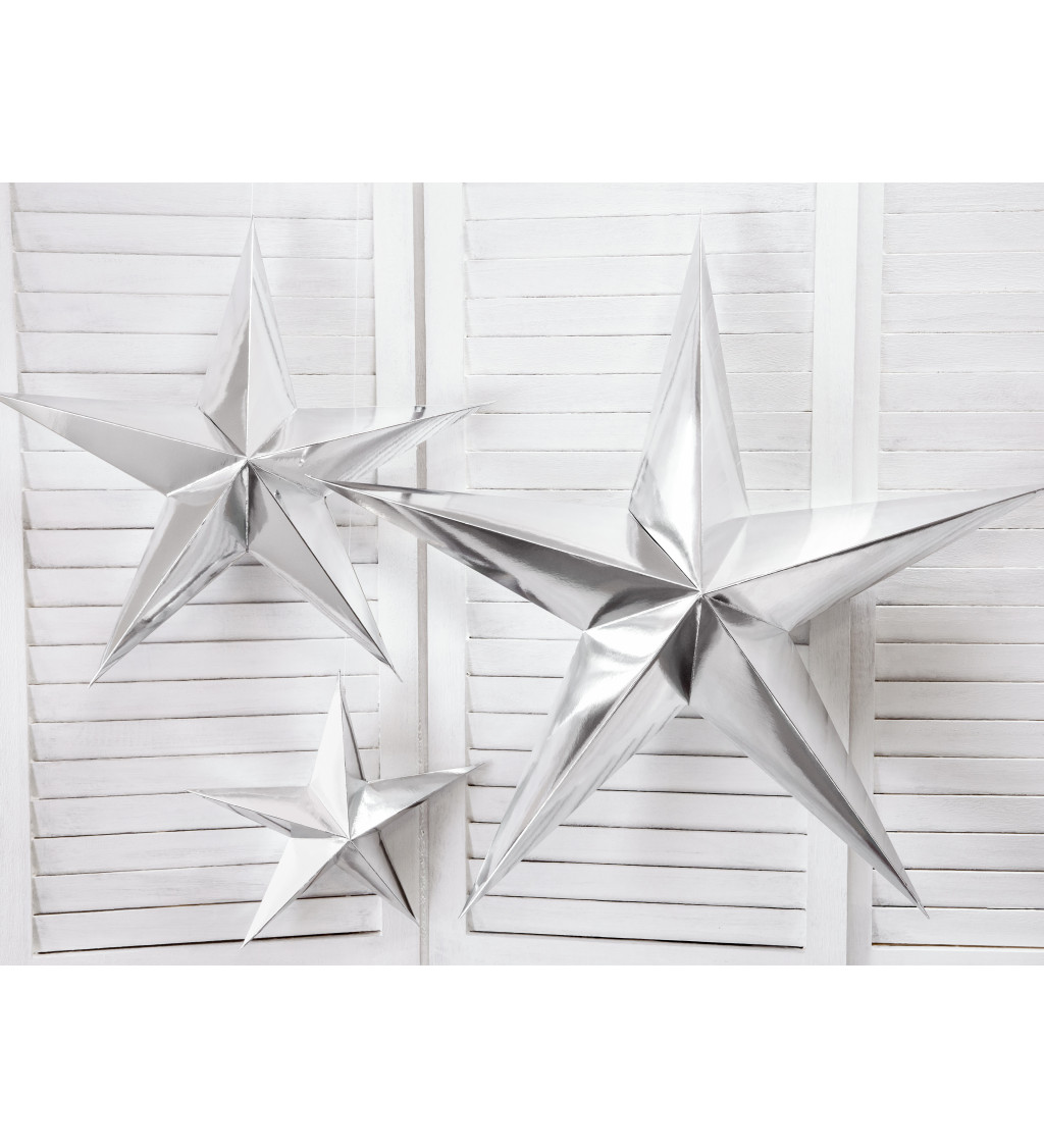 Stříbrná papírová hvězda - 70 cm