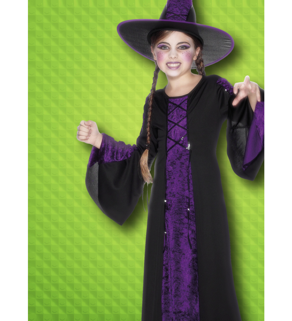 Dětský kostým - čarodějnice fialová