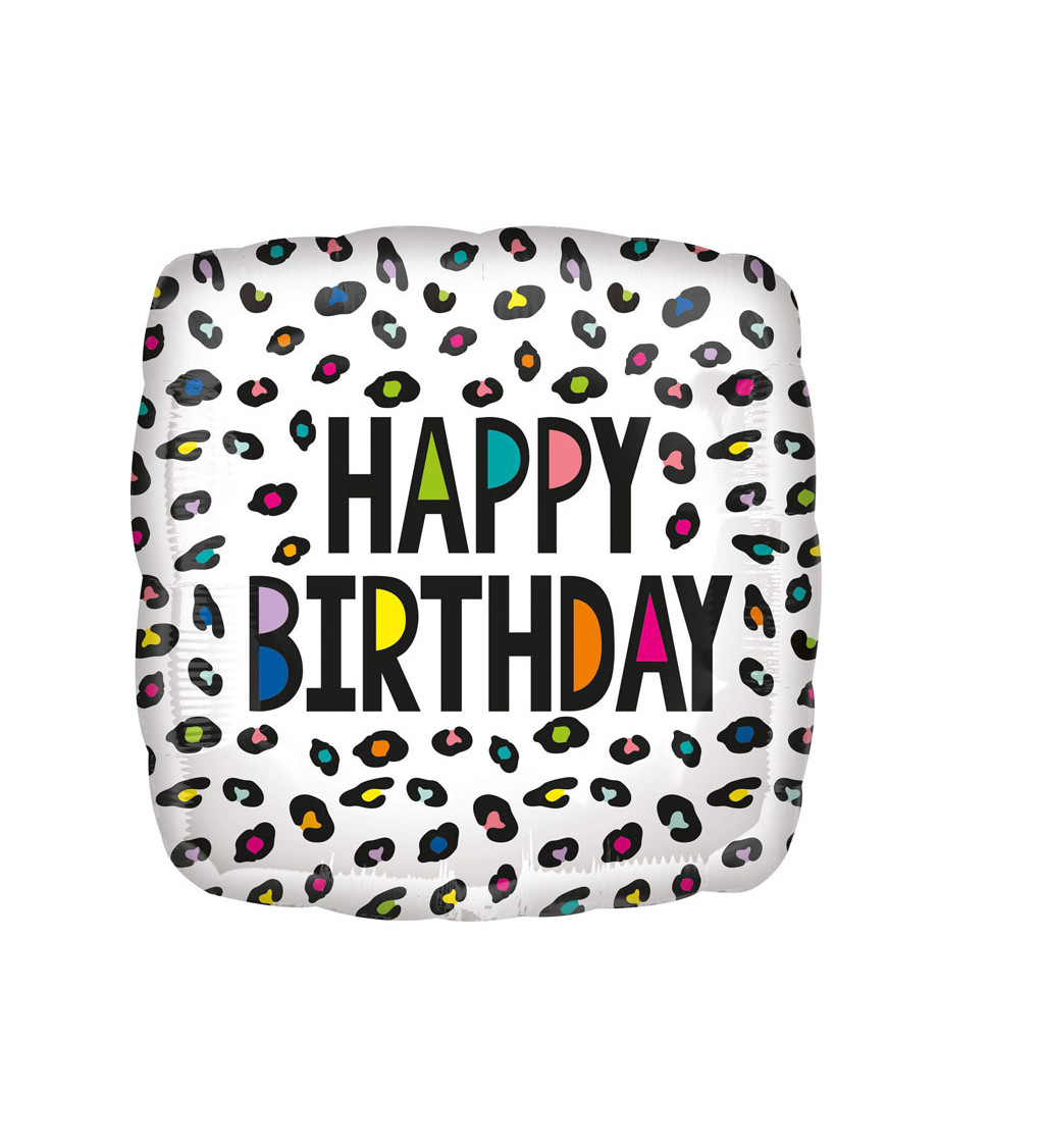 Hranatý fóliový balónek - Happy Birthday
