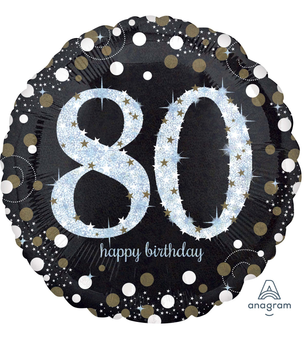 Fóliový narozeninový balónek - černý s číslem 80