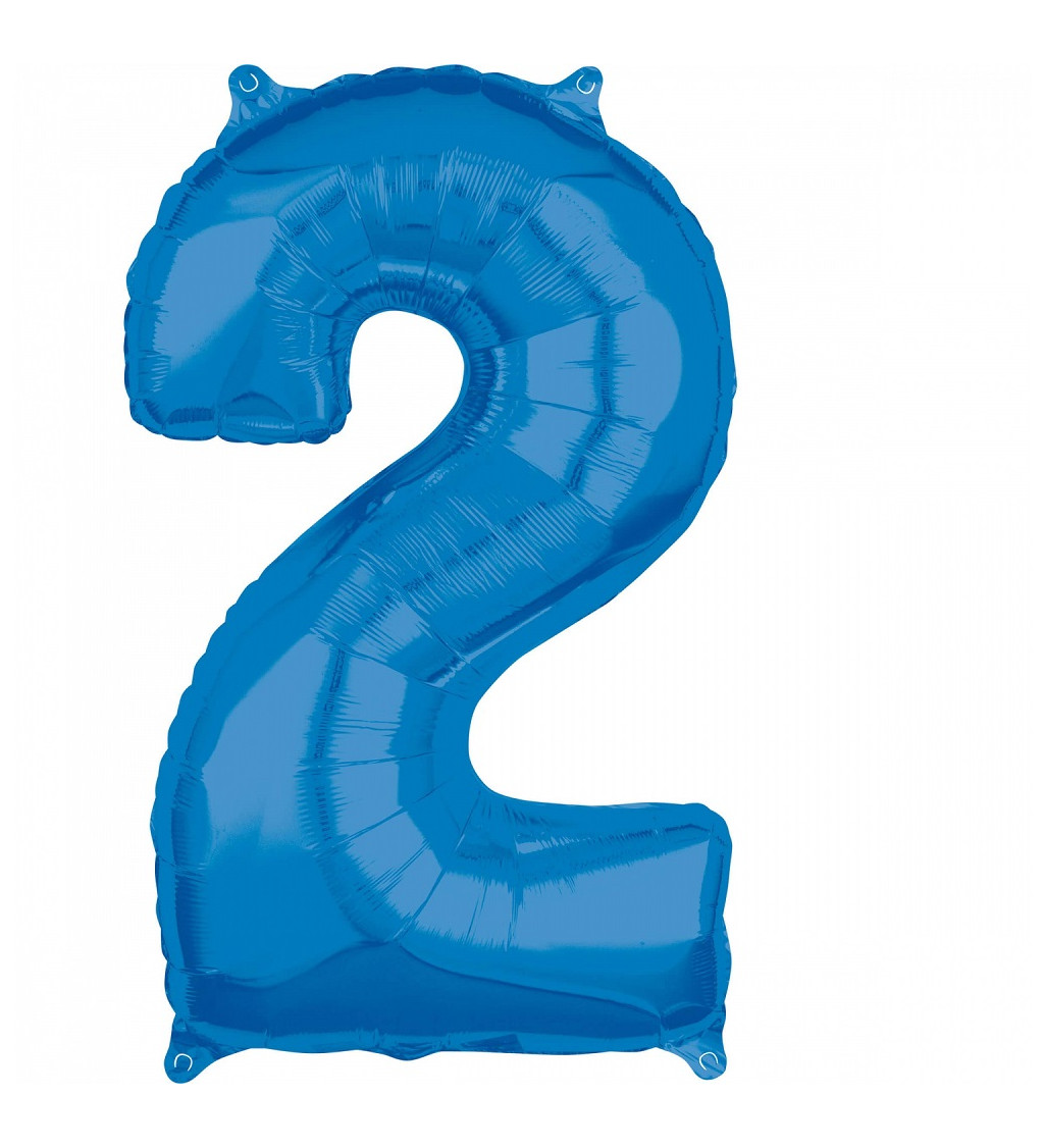 Modrý fóliový balónek čísla 2 - velký