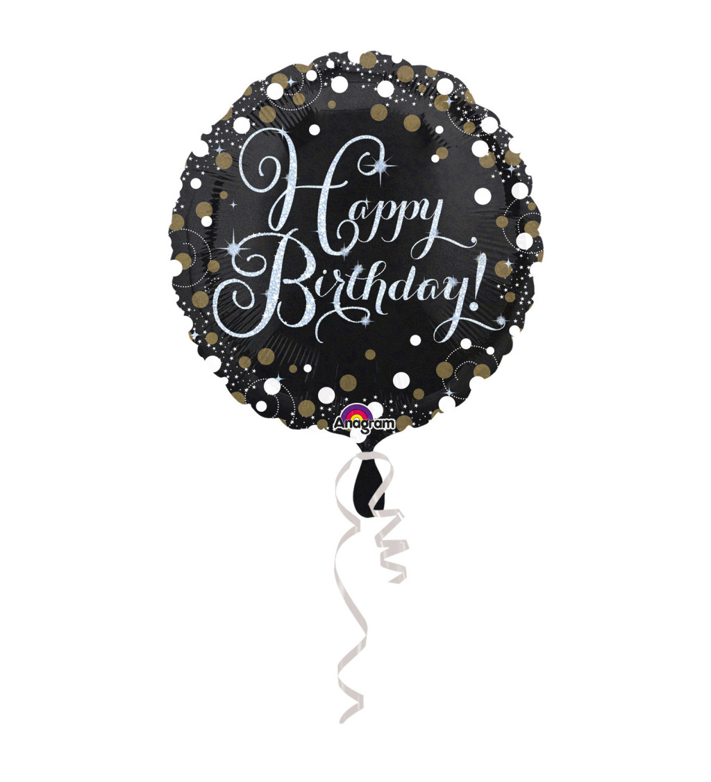 Fóliový narozeninový balónek - kulatý, černý