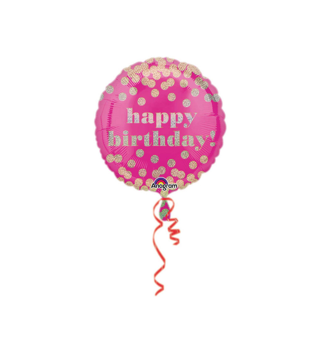 Fóliový narozeninový balónek - růžový, kulatý