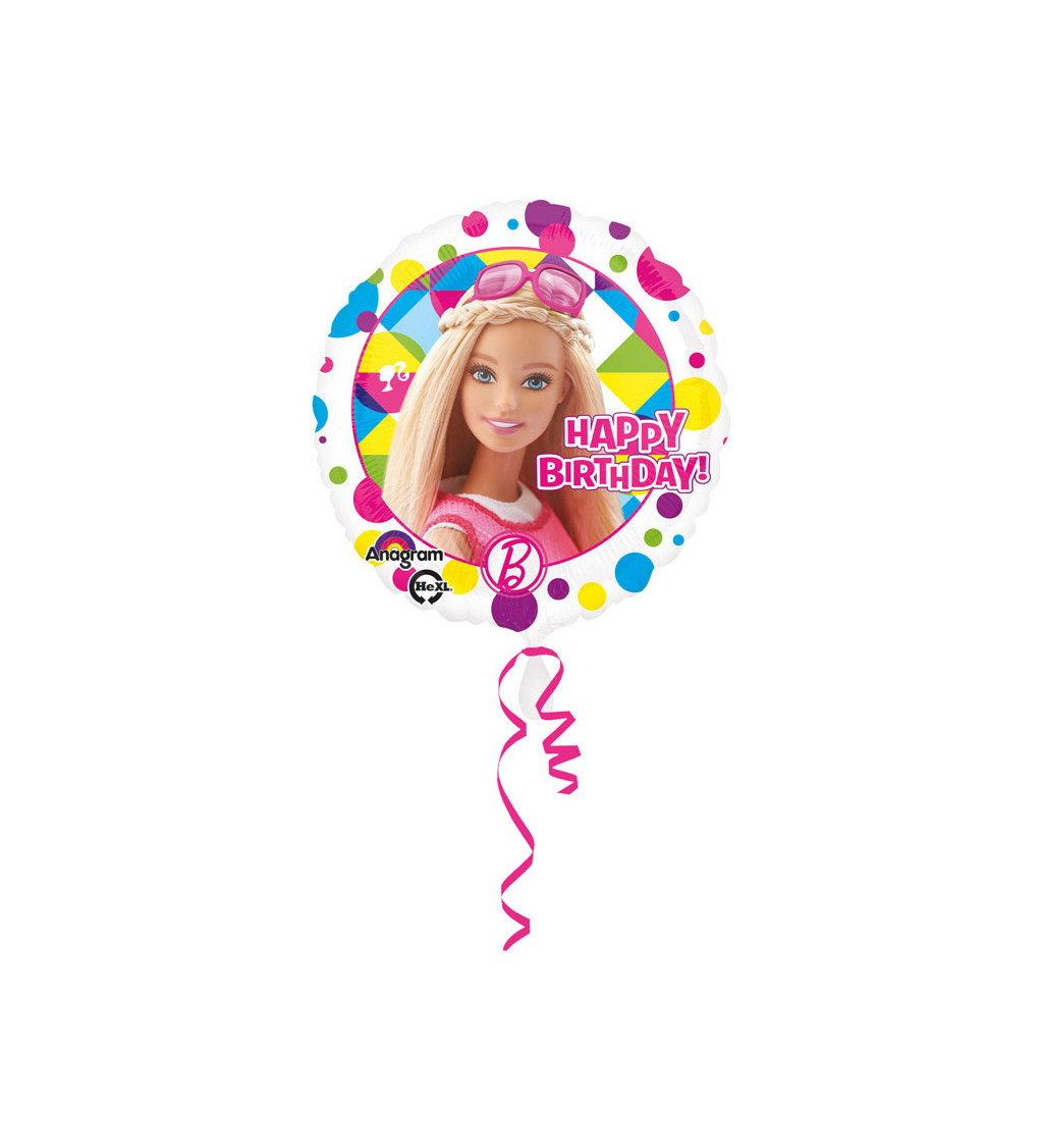 Fóliový balónek - kulatý s Barbie