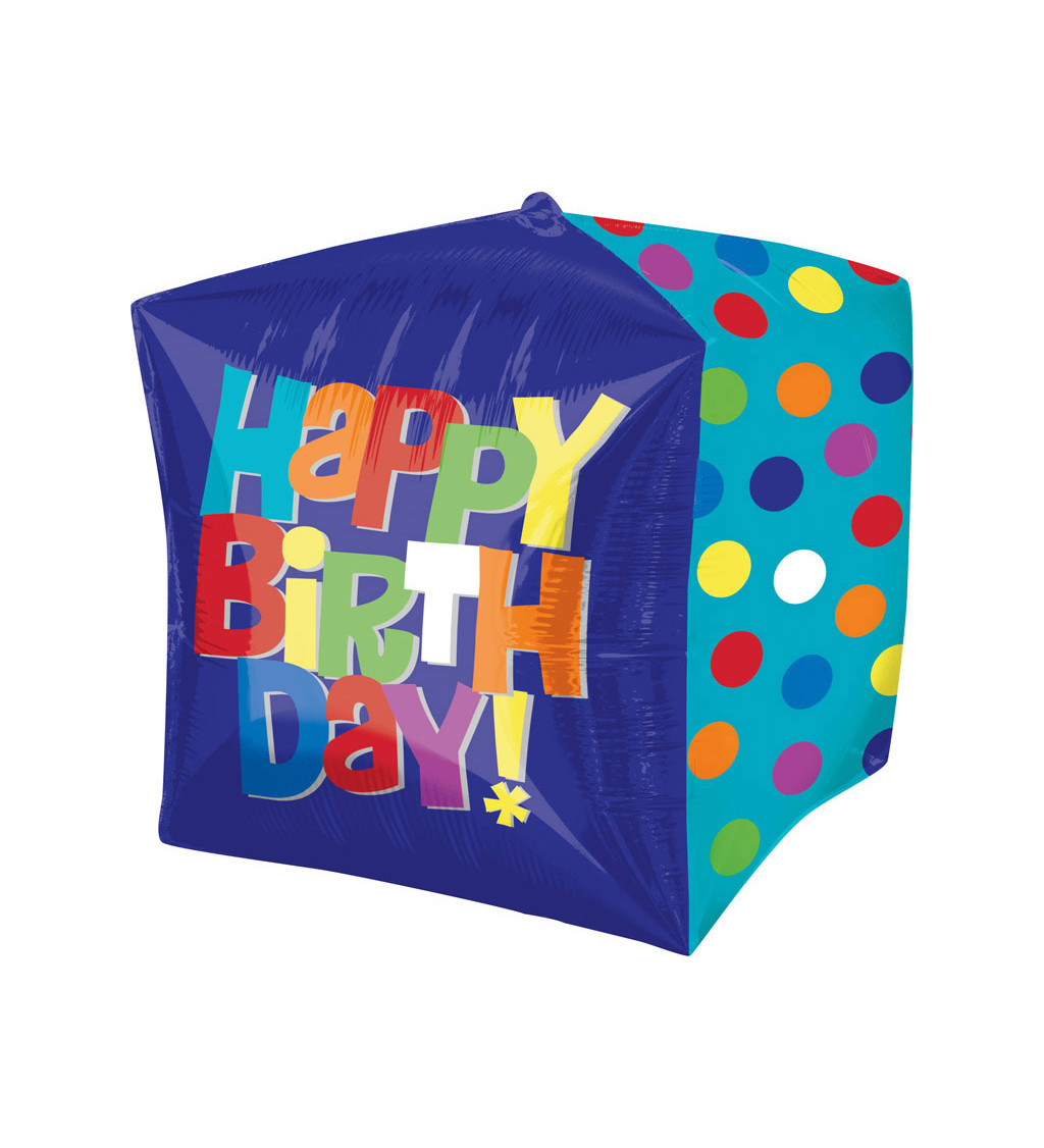 Fóliový balónek - kostka Happy Birthday