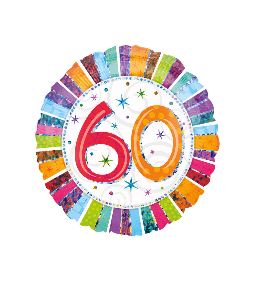 Fóliový narozeninový balónek - barevný s číslem 60