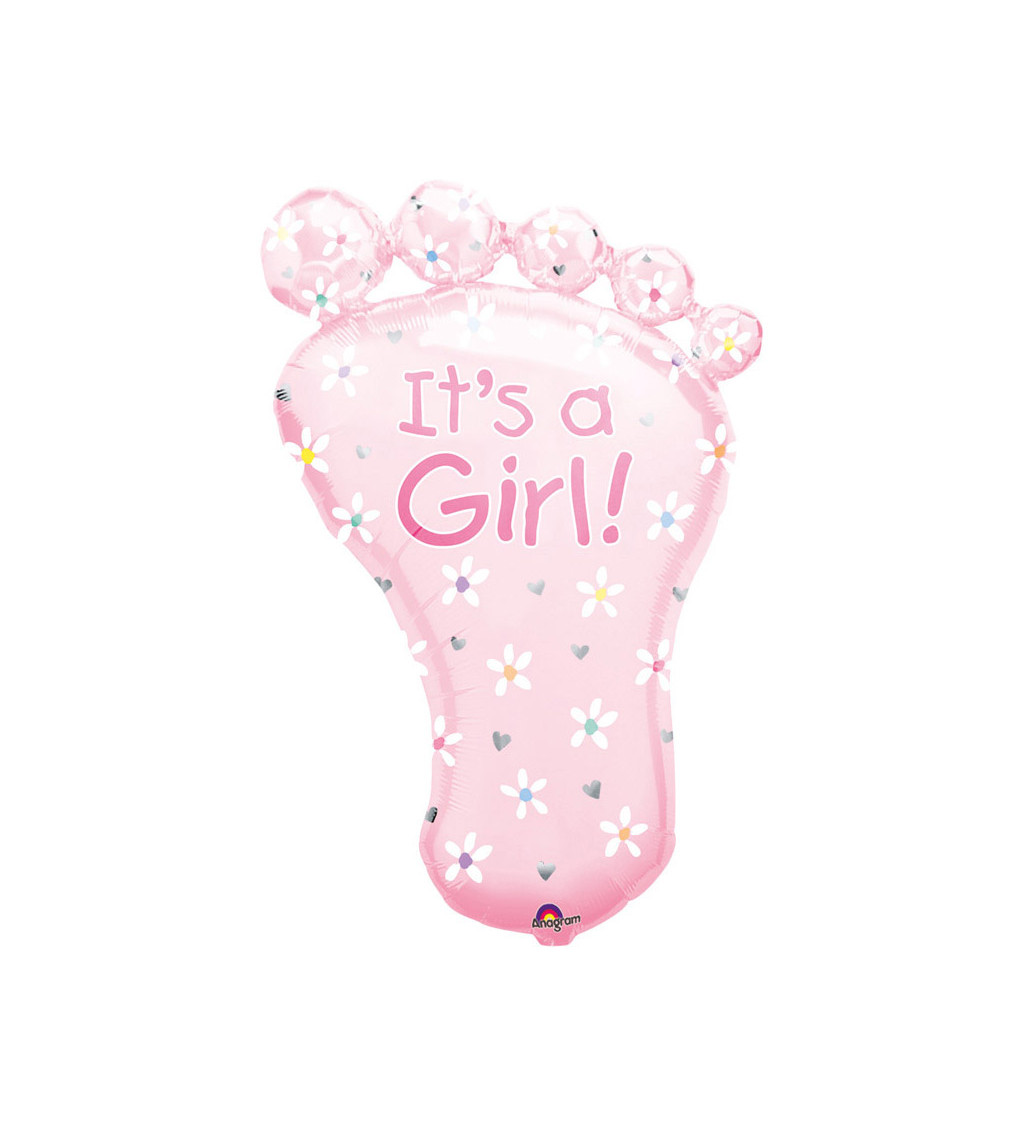 Balónek fóliový - růžové chodidlo "It´s a Girl!"
