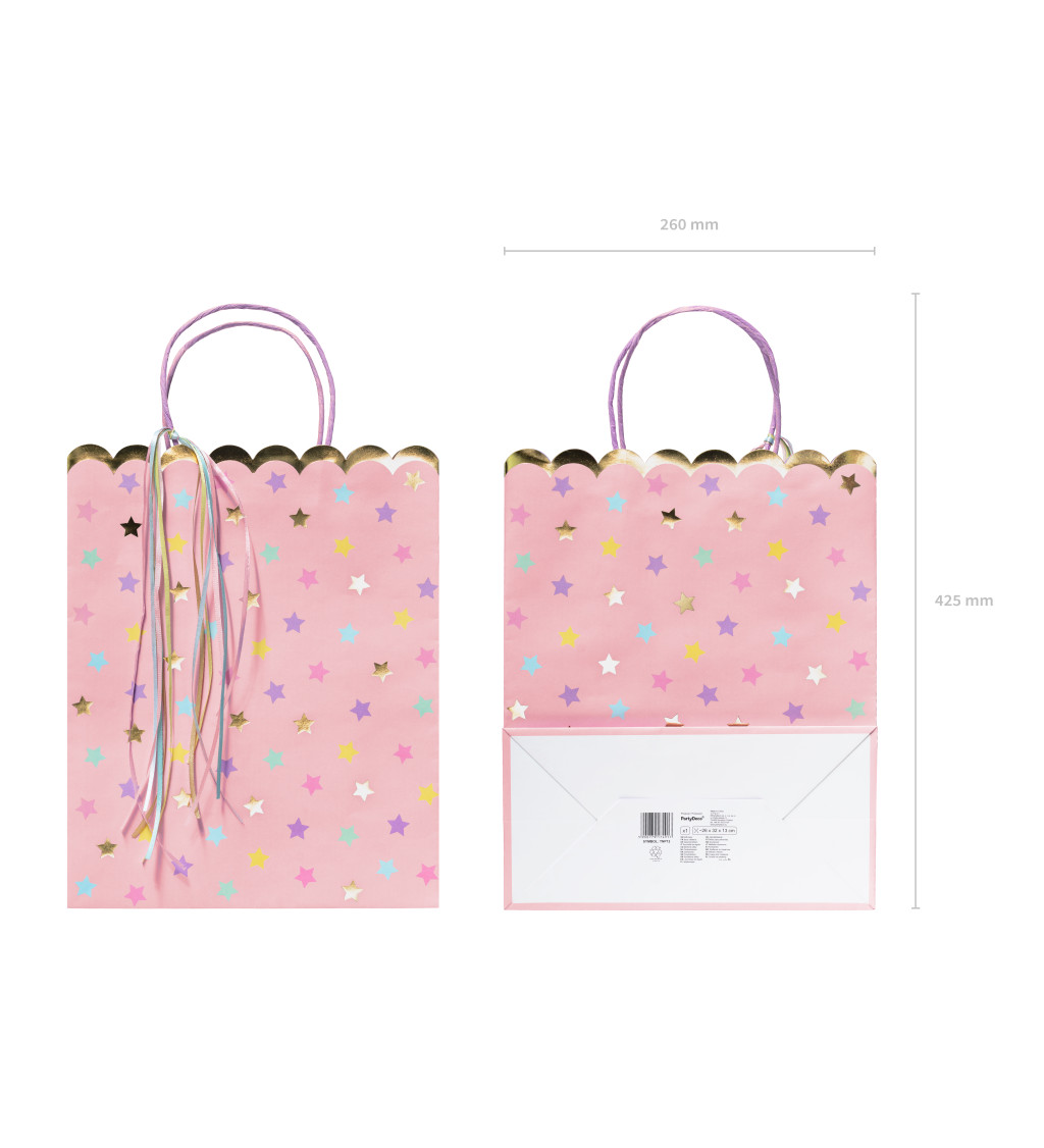Růžová taška - barevné hvězdičky