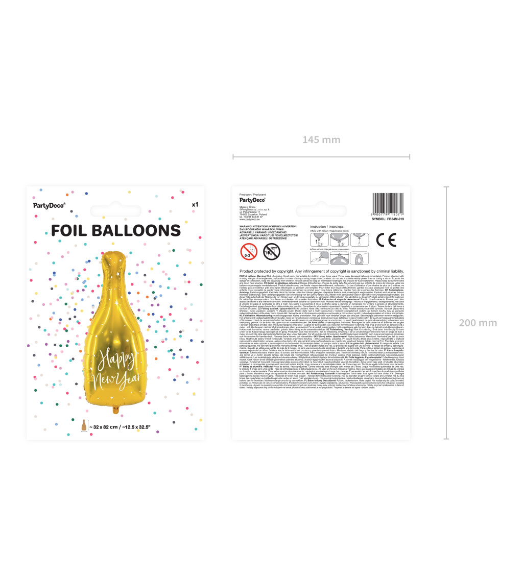 Fóliový balónek Zlaté šampaňské