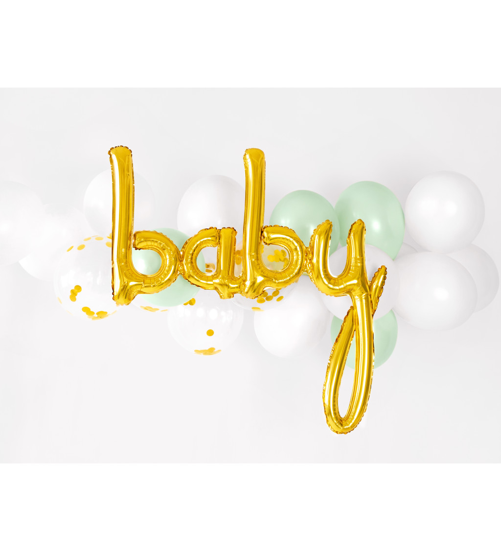 Fóliový balónek - zlatý nápis "baby"