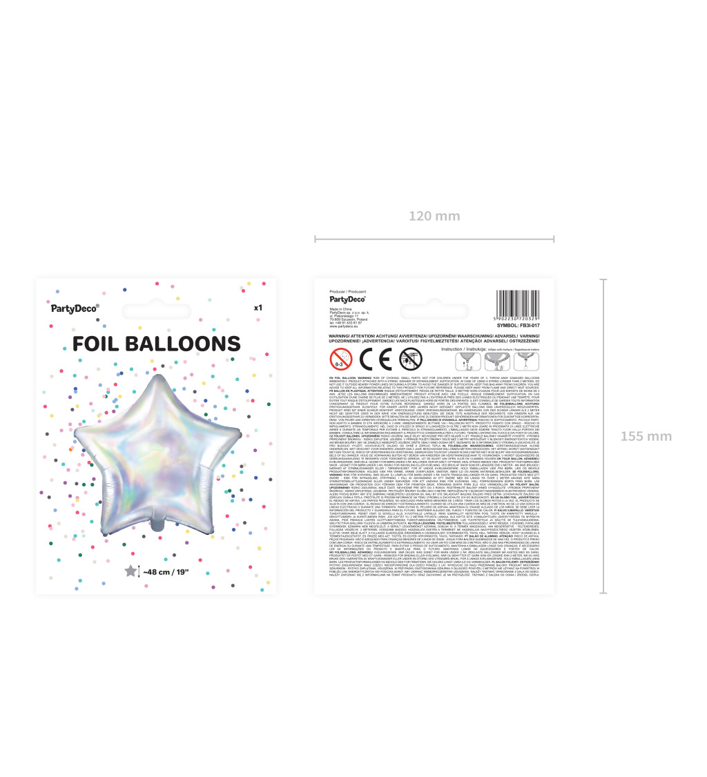 Fóliový balónek holografická hvězdy
