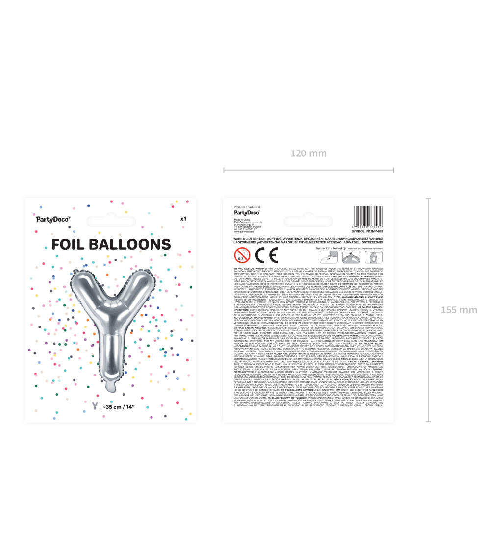 Fóliový balónek - stříbrné písmeno Y