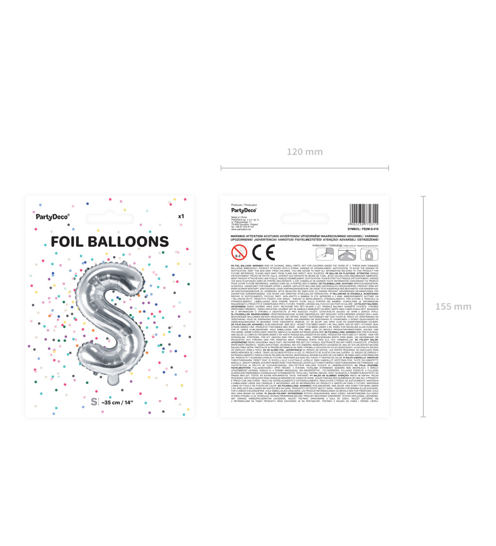Fóliový balónek - stříbrné písmeno S