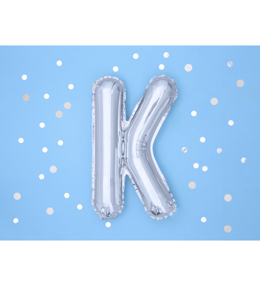 Fóliový balónek - stříbrné písmeno K