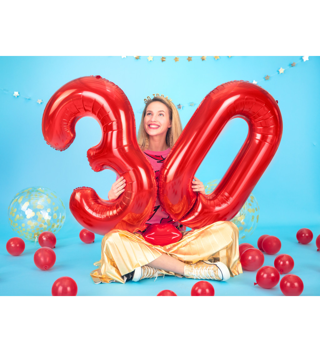 Velký červený foliový balónek "9"