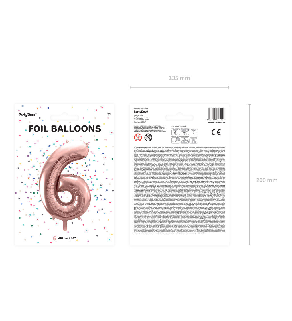 Fóliový balónek číslo 6