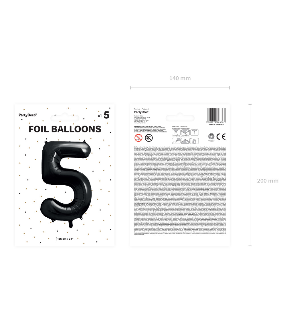 Fóliový balónek - černá 5