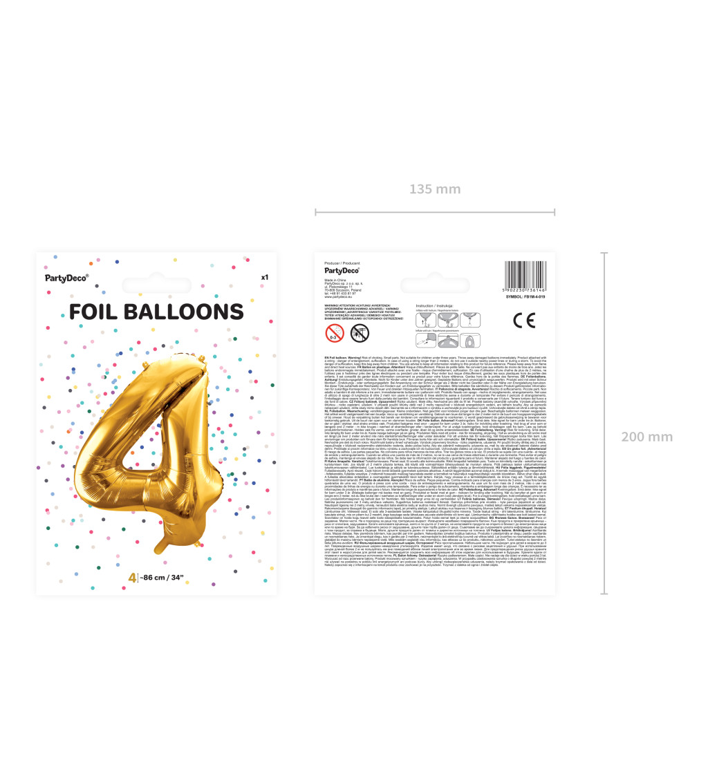 Fóliový balónek číslo 4