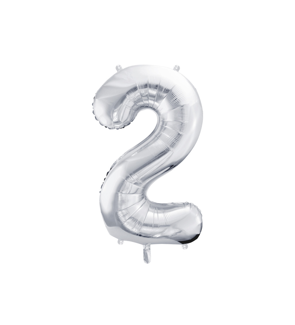 Fóliový balónek číslo 2 - Stříbrný