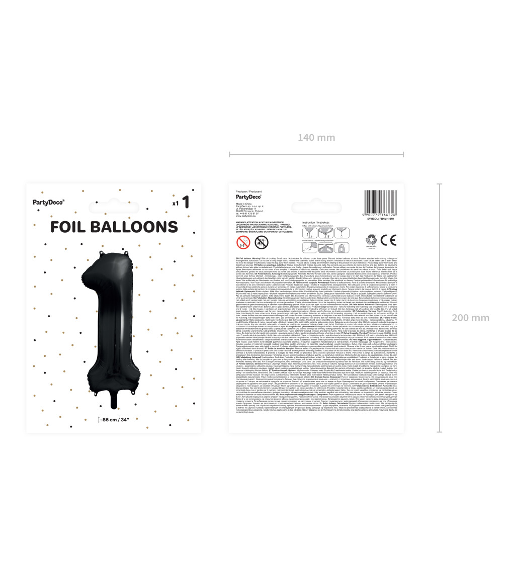 Fóliový balónek 1 - černá