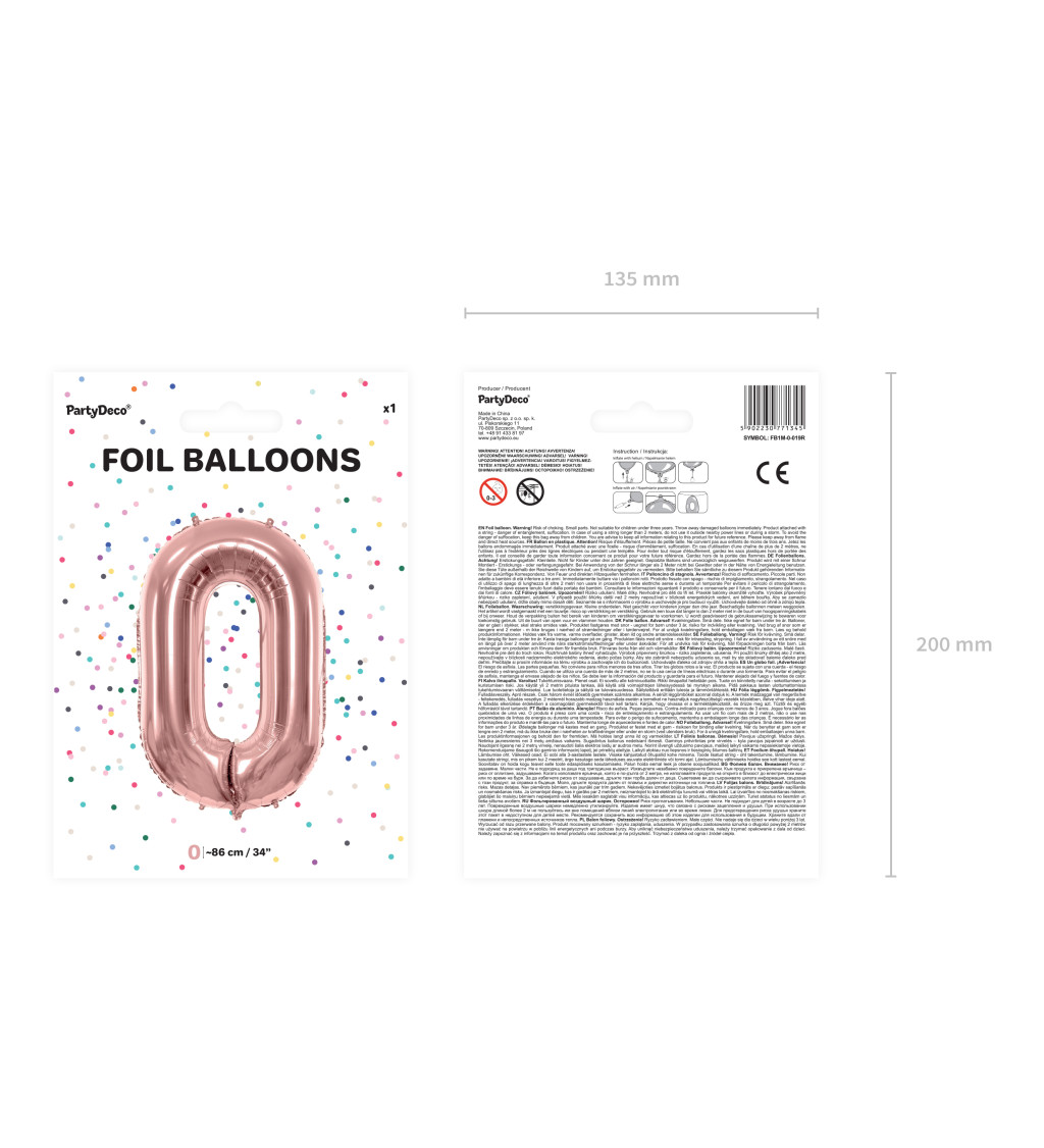 Fóliový balónek - 0 - 86 cm