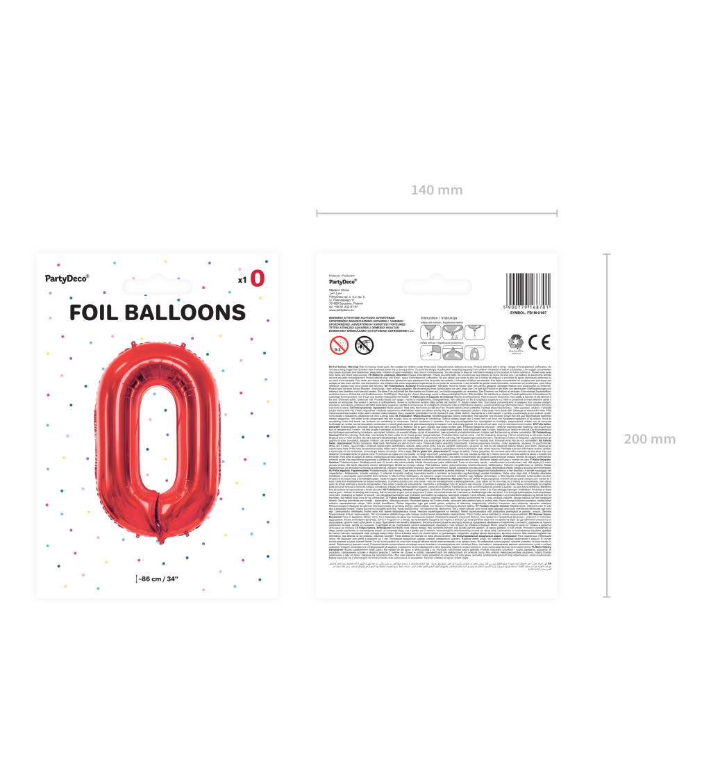 Fóliový balónek 0 - červený