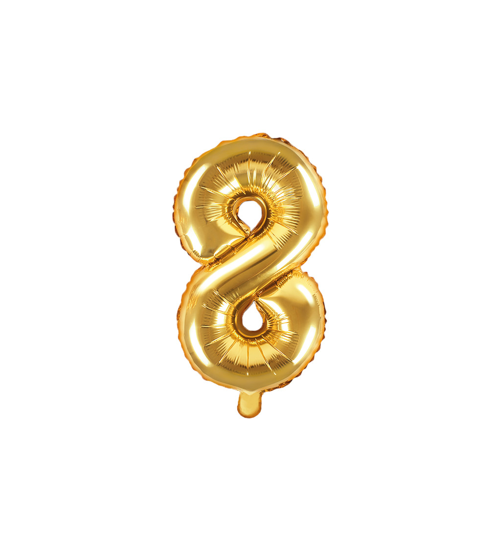 Malý zlatý fóliový balónek "8"