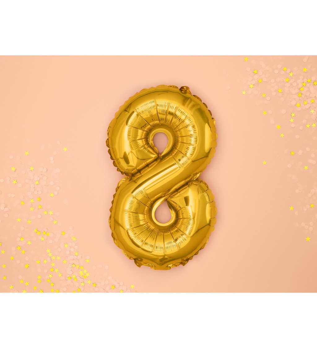 Malý zlatý fóliový balónek "8"