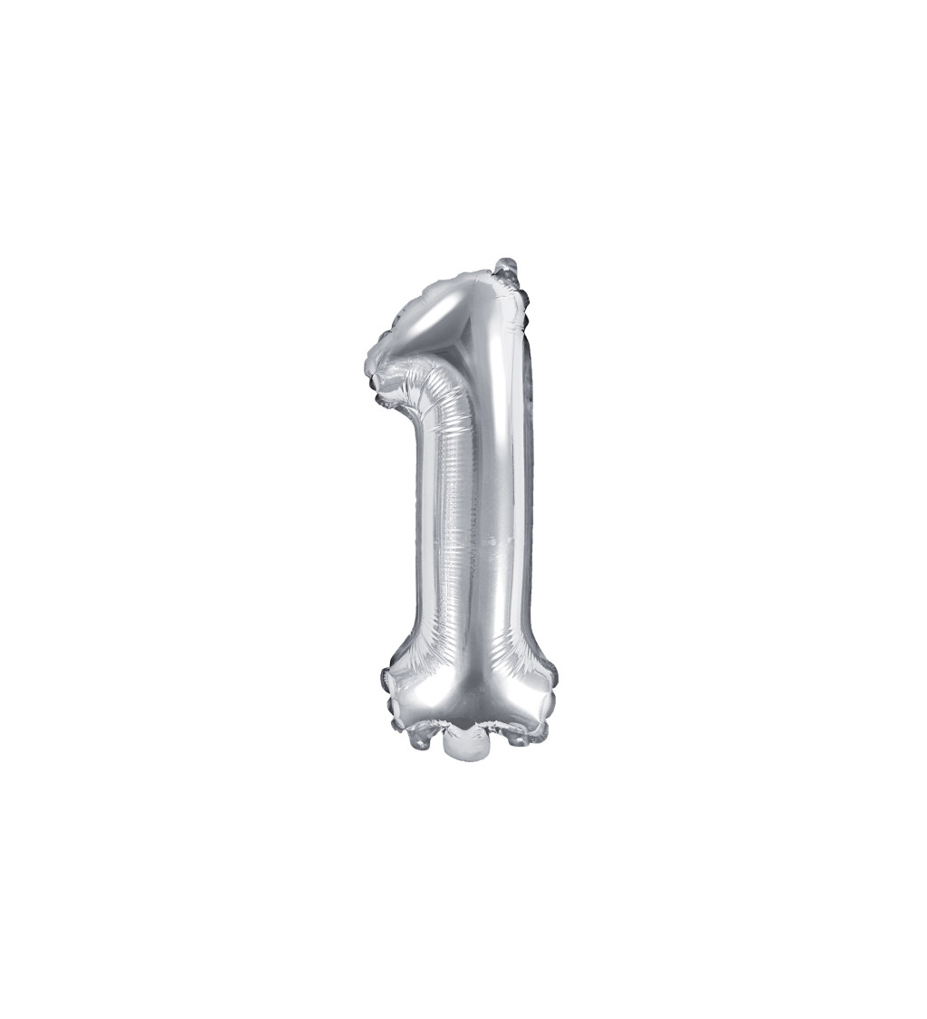Malý stříbrný fóliový balónek "1"