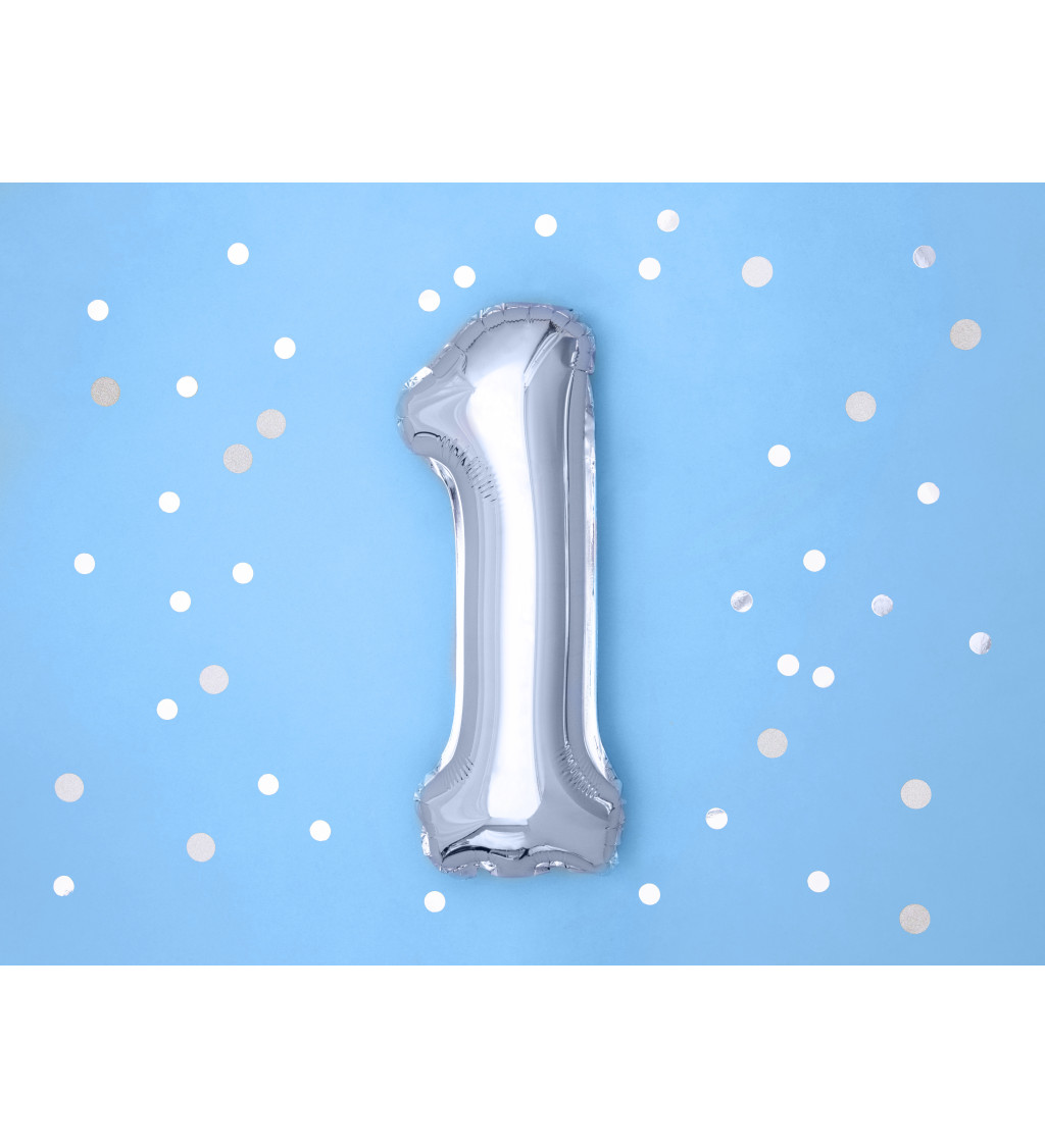 Malý stříbrný fóliový balónek "1"