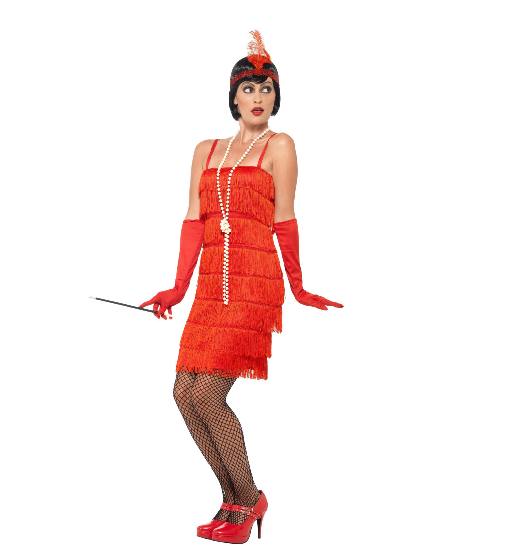 Červený dámský flapper kostým z 20. let