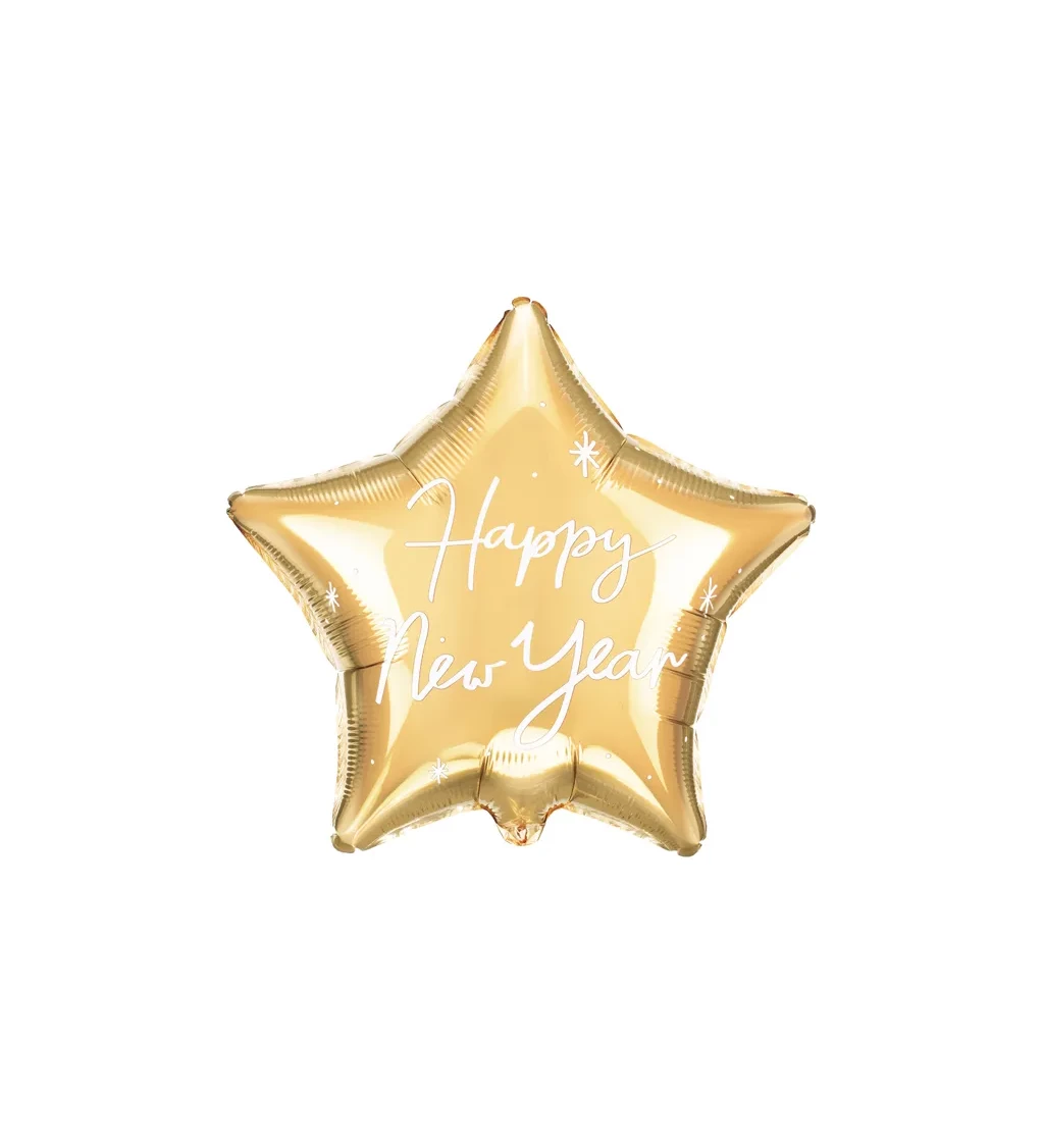 Fóliový balónek Happy New Year - zlatá hvězda
