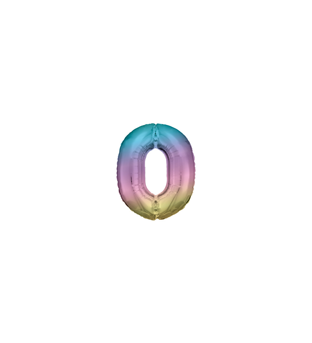 Fóliový balónek - duhové číslo 0