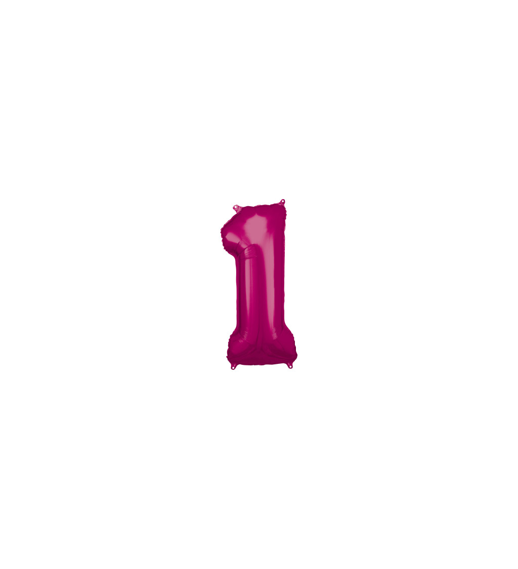 Růžový fóliový balónek čísla 1 - velký
