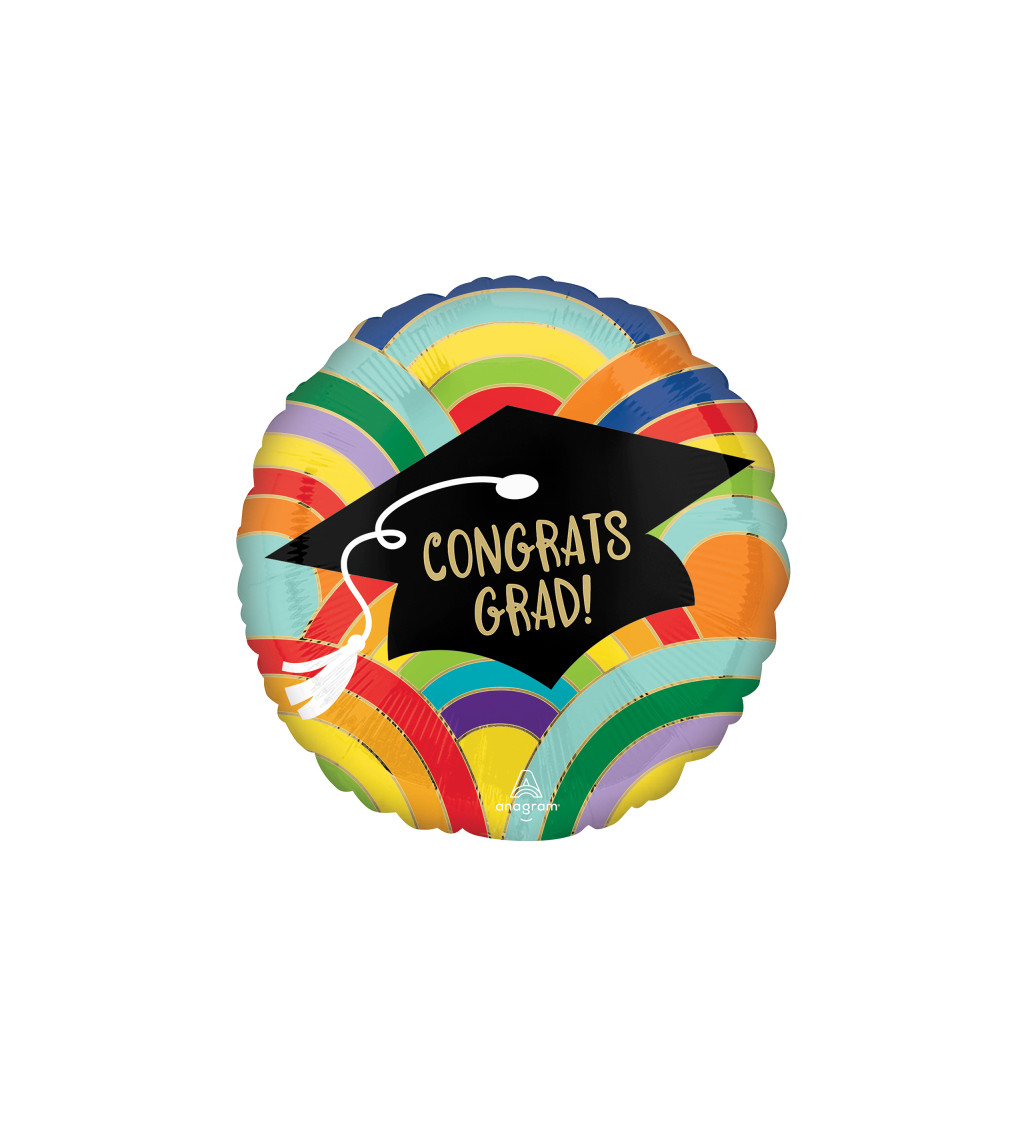 Fóliový balónek - kulatý, barevný s nápisem "GRAD"