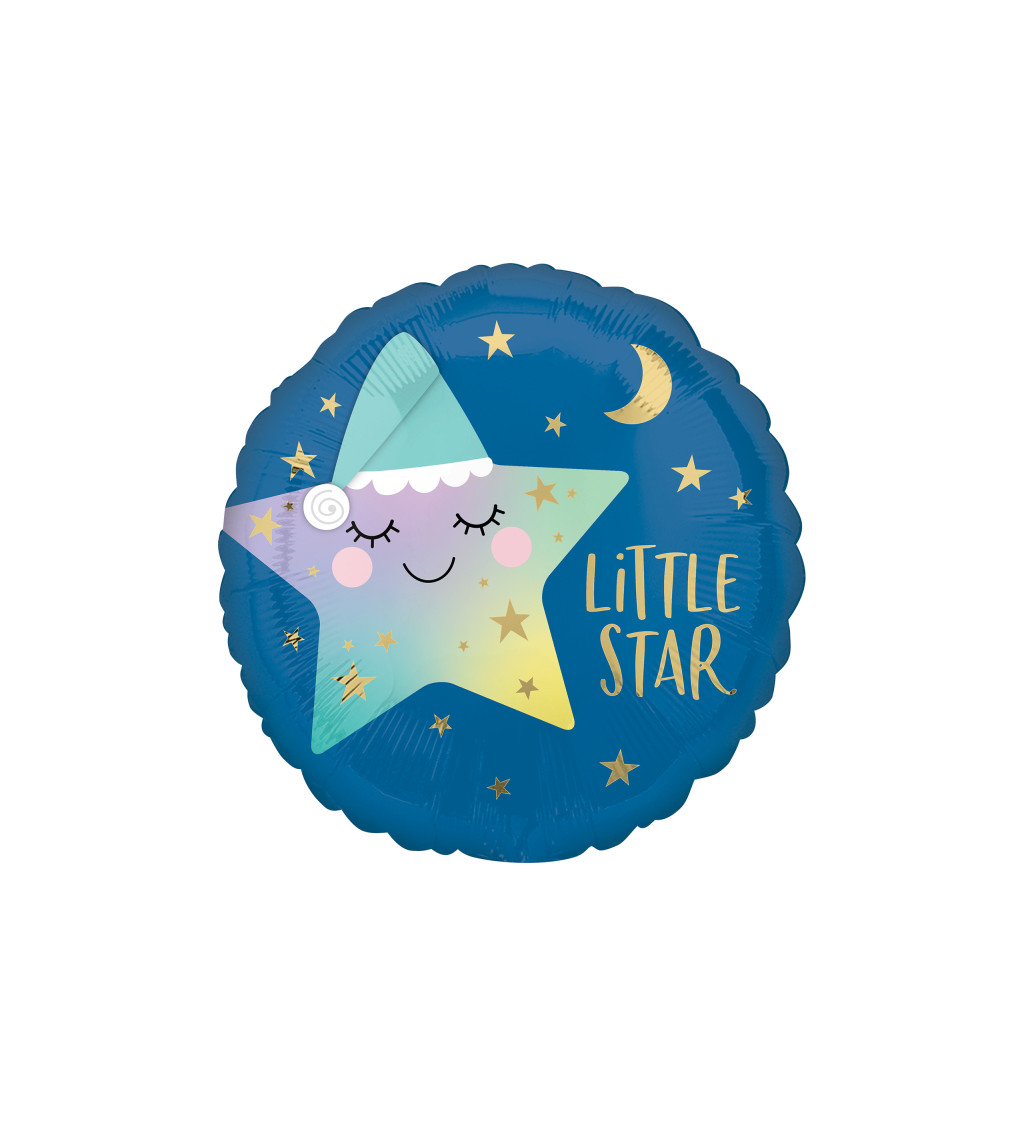 Fóliový balónek - kulatý , modrý s nápisem " Little Star"