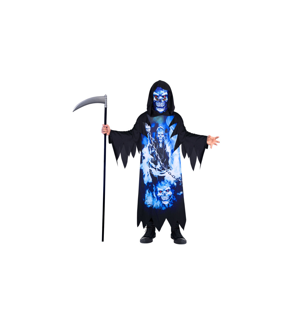 Dětský kostým smrtka - neonoě modrá