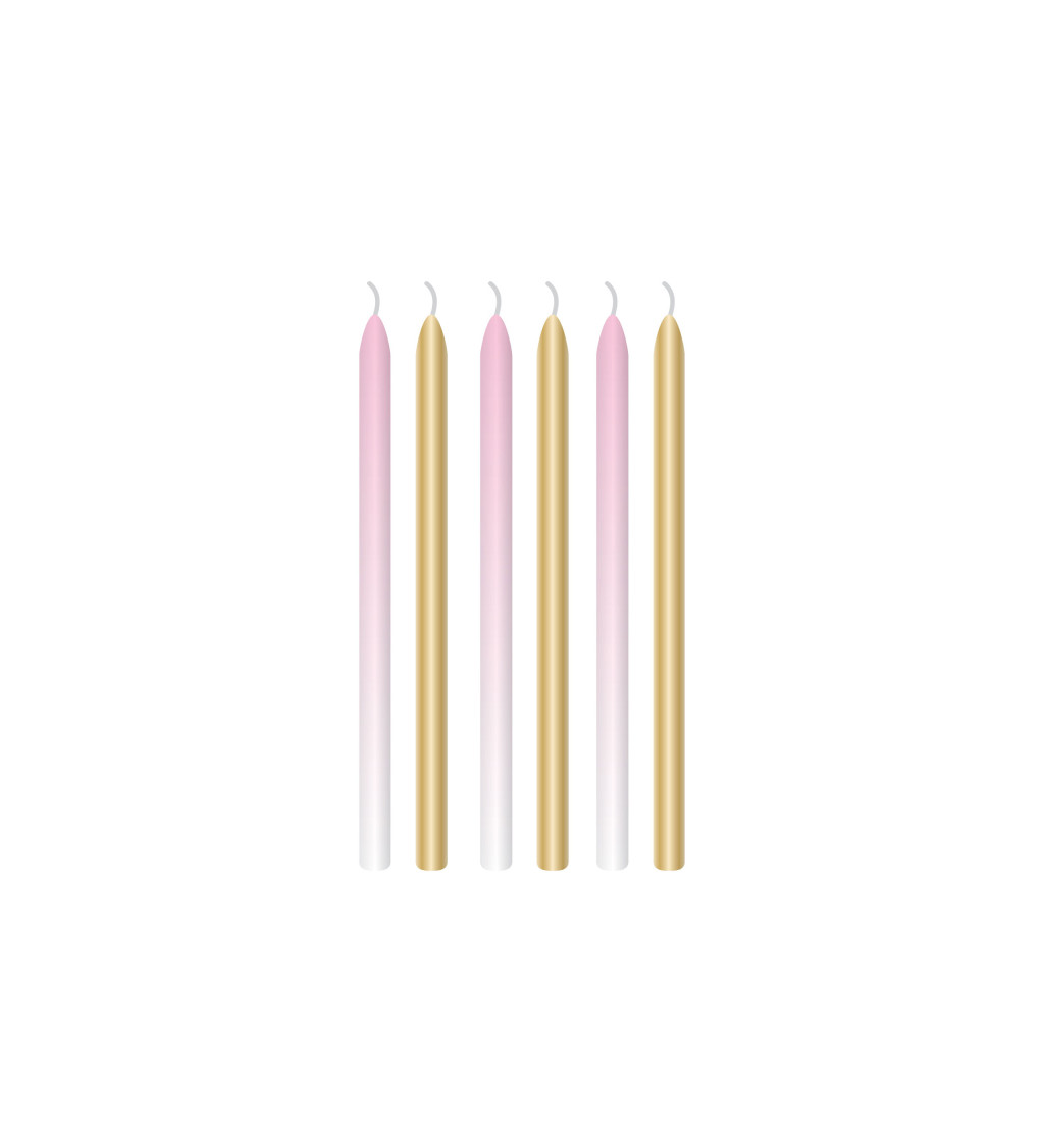 Svíčky 1. narozeniny růžové a zlaté
