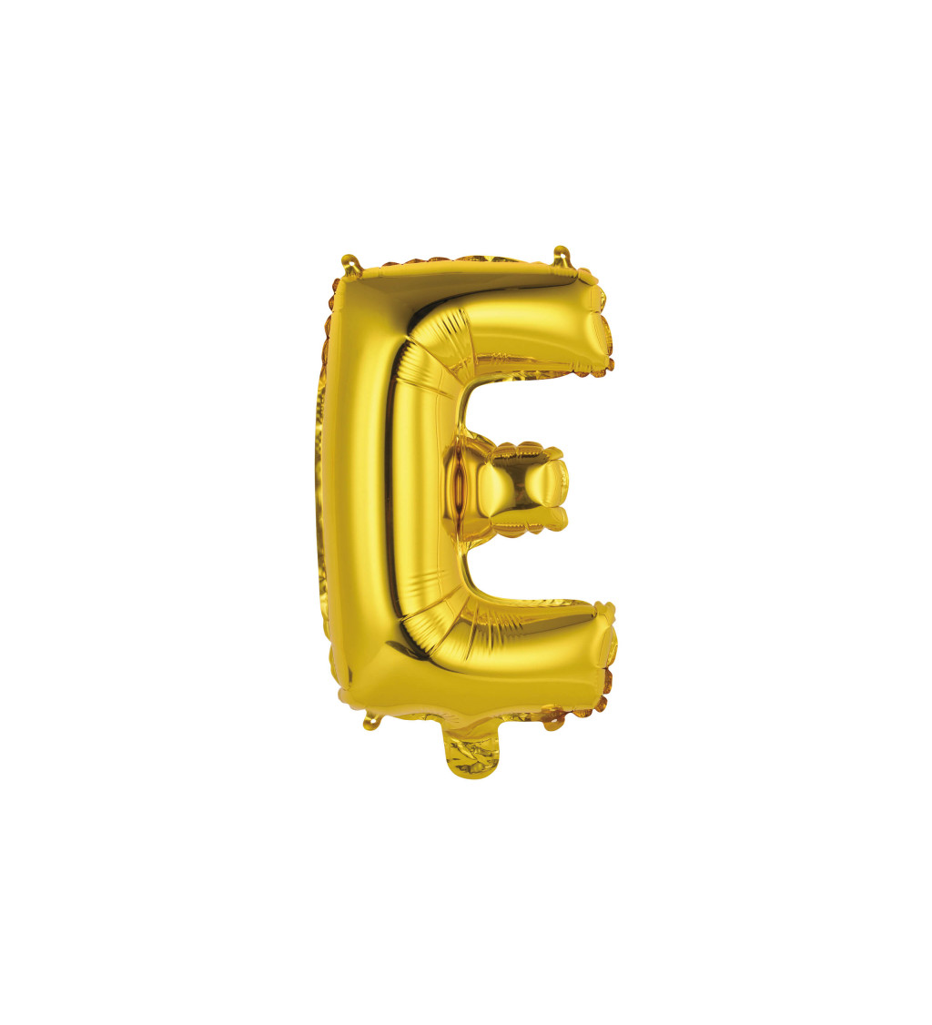 Fóliový mini balónek E - zlatý