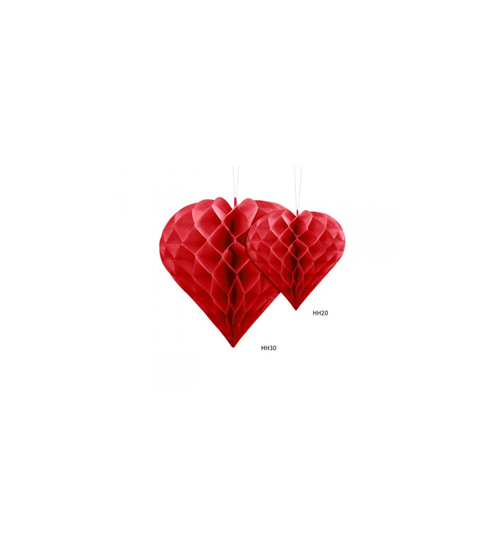 Papírové dekorativní srdce - červené