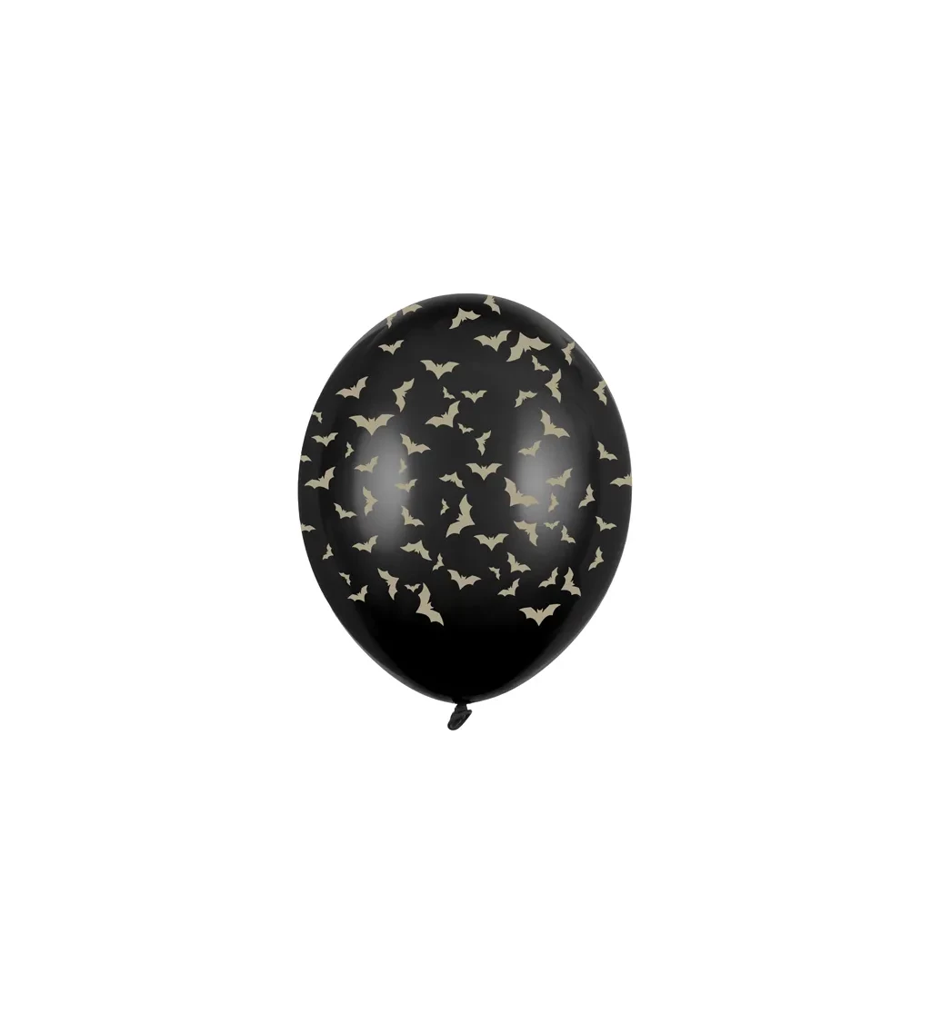 Černý latexový balónek s netopýry